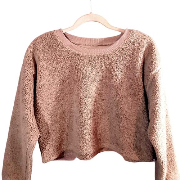 Sundown by Splendid Ashley Cropped Drop Shoulder Teddy Fleece Pullover Women's S - Picture 3 of 7